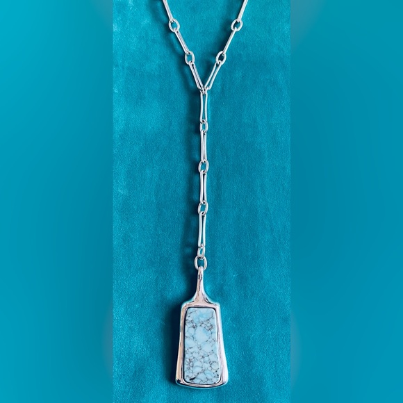 RLM SOHO Jewelry - RLM SOHO SILVER PAPER CLIP NECKLACE SEMI PRECIOUS MOSAIC TURQUOISE PENDANT/ RARE